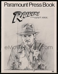 4s875 RAIDERS OF THE LOST ARK pressbook 1981 great art of adventurer Harrison Ford by Richard Amsel!