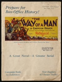 4s982 WAY OF A MAN pressbook 1924 serial by Emerson Hough, author of The Covered Wagon, rare!