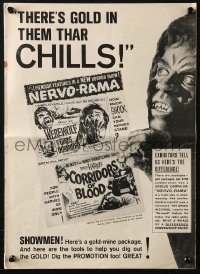 4s985 WEREWOLF IN A GIRLS' DORMITORY/CORRIDORS OF BLOOD pressbook 1960s wild horror double-bill!