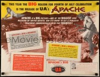 4s385 APACHE 8pg promo brochure 1954 Robert Aldrich, Burt Lancaster, unfolds to make a 17x22 poster!