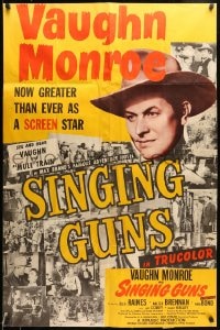 4s493 SINGING GUNS promo brochure 1950 Vaughn Monroe, sexy Ella Raines, unfolds to 28x42 poster!