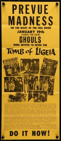 4s517 TOMB OF LIGEIA promo brochure 1965 Vincent Price, Roger Corman, Edgar Allan Poe!