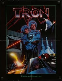 4s521 TRON promo brochure 1982 Walt Disney, Jeff Bridges, unfolds to a 17x22 poster!