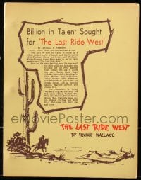 4s136 LAST RIDE WEST story treatment 1950s by Irving Wallace, never produced!