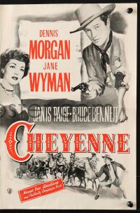 4s347 CHEYENNE English pressbook 1947 Dennis Morgan w/six-shooter, Jane Wyman, Janis Page, rare!