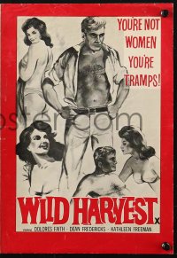 4s373 WILD HARVEST English pressbook 1961 Dolores Faith, Dean Fredericks, he wished she killed him!