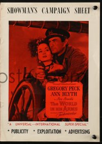 4s993 WORLD IN HIS ARMS Australian pressbook 1952 Gregory Peck & Ann Blyth, Rex Beach novel, rare!