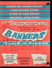 4s469 NATIONAL SCREEN SERVICE BANNERS VALANCES & STREAMERS exhibitor brochure 1960 air conditioning!