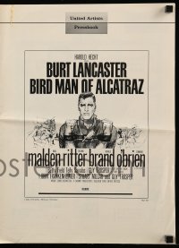 4s572 BIRDMAN OF ALCATRAZ pressbook 1962 Burt Lancaster in John Frankenheimer's prison classic!