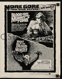 4s579 BLOOD FROM THE MUMMY'S TOMB/NIGHT OF BLOOD MONSTER pressbook 1972 more gore then ever before!