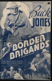 4s586 BORDER BRIGANDS pressbook 1935 cool artwork of outdoor ace Buck Jones as Canadian Mountie!