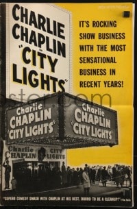 4s614 CITY LIGHTS pressbook R1950 Charlie Chaplin as the Tramp, classic boxing comedy!