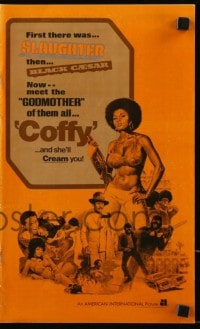 4s617 COFFY pressbook 1973 sexy art of baddest chick Pam Grier, Jack Hill blaxploitation classic!