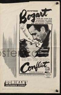 4s621 CONFLICT pressbook R1956 Humphrey Bogart, sexy Alexis Smith & Sydney Greenstreet, film noir!