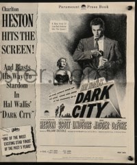 4s625 DARK CITY pressbook 1950 introducing Charlton Heston, sexy Lizabeth Scott, Chicago film noir!