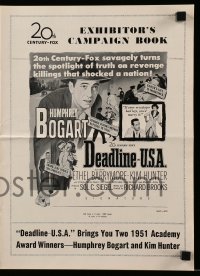 4s632 DEADLINE-U.S.A. pressbook 1952 newspaper editor Humphrey Bogart, best journalism movie ever!