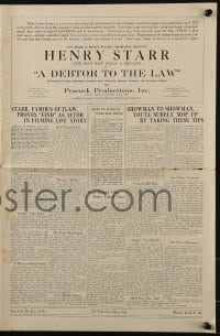 4s635 DEBTOR TO THE LAW pressbook 1919 real life outlaw Henry Starr, The Man Who Stole a Million!