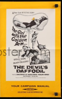 4s641 DEVIL'S DAFFODIL pressbook 1967 Edgar Wallace, shatters world of dolls, dope, & death dealers