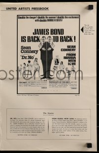 4s651 DR. NO/FROM RUSSIA WITH LOVE pressbook 1965 Sean Connery is James Bond, danger & excitement!
