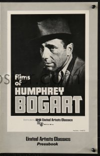 4s666 FILMS OF HUMPHREY BOGART pressbook 1975 great portrait of the tough star wearing fedora!