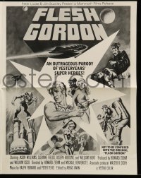 4s669 FLESH GORDON pressbook 1974 sexy sci-fi spoof, different wacky erotic super hero art!