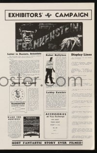 4s674 FRANKENSTEIN pressbook R1960s great images of Boris Karloff as the monster, Universal horror!