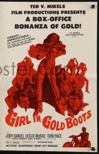 4s688 GIRL IN GOLD BOOTS pressbook 1968 Ted V. Mikels, she hungered for fame & men!