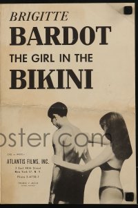 4s689 GIRL IN THE BIKINI pressbook 1958 great images of sexy Brigitte Bardot in skimpy swimsuit!