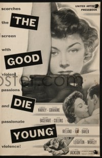 4s698 GOOD DIE YOUNG pressbook 1954 Gloria Grahame's deadly weapons are burning lips & hot lead!