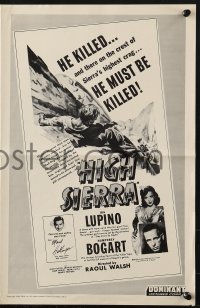 4s723 HIGH SIERRA pressbook R1956 Humphrey Bogart as Mad Dog Killer Roy Earle, sexy Ida Lupino!