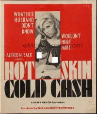 4s730 HOT SKIN & COLD CASH pressbook 1965 Barry Mahon, she's always available if the price is right!
