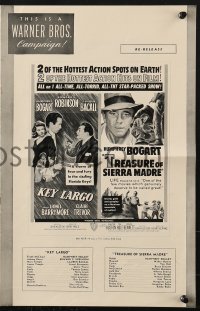 4s751 KEY LARGO/TREASURE OF THE SIERRA MADRE pressbook 1953 Humphrey Bogart double-bill!