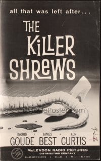 4s754 KILLER SHREWS/GIANT GILA MONSTER pressbook 1959 great monster artwork, sci-fi double-bill!