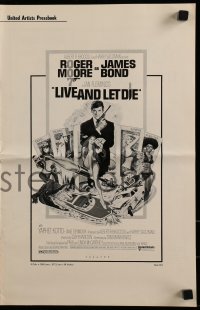 4s776 LIVE & LET DIE pressbook 1973 Roger Moore as James Bond, art by Robert McGinnis!
