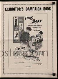 4s782 LUCKY NICK CAIN pressbook 1951 great noir art of George Raft with gun & sexy Coleen Gray!