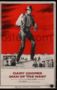 4s790 MAN OF THE WEST pressbook 1958 Gary Cooper is the man of the soft word, notched gun & fast draw!