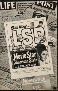 4s812 MOVIE STAR AMERICAN STYLE OR; LSD I HATE YOU pressbook 1966 see how drugs change lives!
