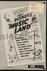 4s815 MUSIC LAND pressbook 1955 Disney, cartoon art of Donald Duck, Rogers, Joe Carioca & more!