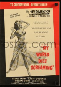 4s816 MY WORLD DIES SCREAMING pressbook 1959 astounding shocker in Psychorama, cool horror art!