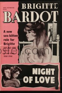 4s822 NIGHT OF LOVE pressbook 1959 art of sexy Brigitte Bardot in a new sex-kitten role!