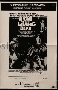 4s824 NIGHT OF THE LIVING DEAD pressbook 1968 George Romero classic, they lust for human flesh!