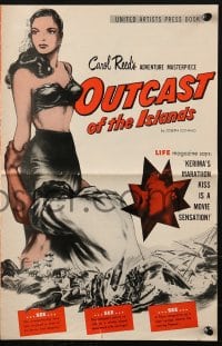 4s838 OUTCAST OF THE ISLANDS pressbook 1952 full-length art of exotic sexy Kerima, Carol Reed!