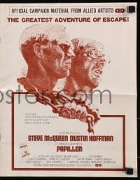 4s844 PAPILLON pressbook 1973 great art of prisoners Steve McQueen & Dustin Hoffman by Tom Jung!