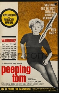 4s853 PEEPING TOM pressbook 1960 Michael Powell English voyeur classic, diabolocal murder weapon!