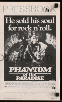 4s858 PHANTOM OF THE PARADISE pressbook 1974 Brian De Palma, he sold his soul for rock n' roll!