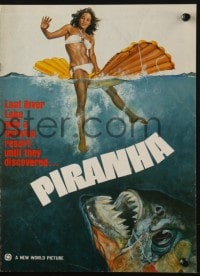 4s861 PIRANHA pressbook 1978 Roger Corman, great art of man-eating fish & sexy girl by John Solie!