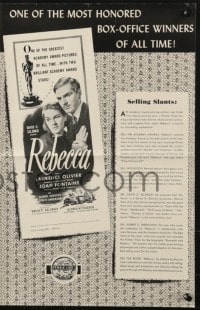 4s879 REBECCA pressbook R1948 Alfred Hitchcock classic starring Laurence Olivier & Joan Fontaine!