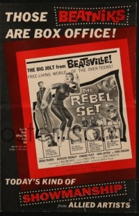4s880 REBEL SET pressbook 1959 sexy art of beatnik Kathleen Crowley in a jungle of strange kicks!
