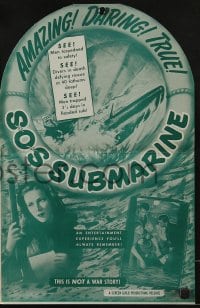 4s924 SOS SUBMARINE pressbook 1948 story of 13 doomed men aboard a sunken sub, cool die-cut cover!