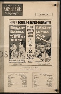 4s959 TO HAVE & HAVE NOT/HIGH SIERRA pressbook 1952 Humphrey Bogart, Lauren Bacall, Ida Lupino
